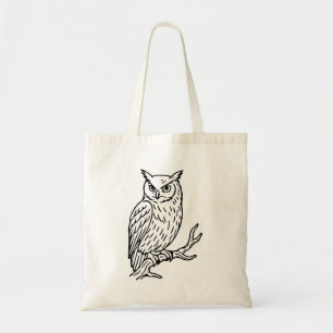 Bolsa Tote Coruja-de-chifres na Linha de Arte do Galho