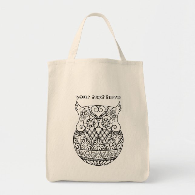 Bolsa Tote Coruja do bebê na arte Personalizable de ZenDoodle (Frente)