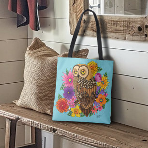 Bolsa Tote Coruja do Buquê da Flor