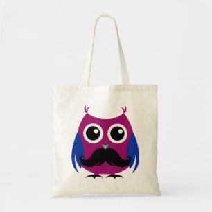 Bolsa Tote Coruja engraçada retro com bigode do guiador