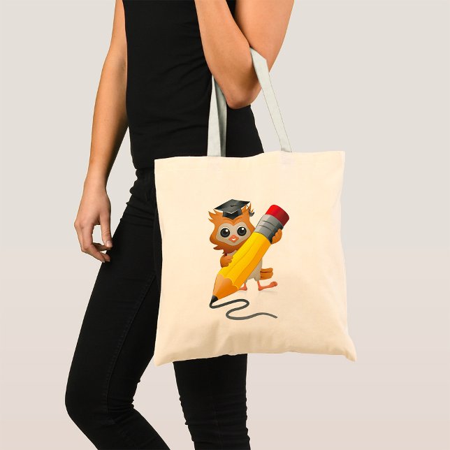 Bolsa Tote Coruja Escrevendo (Criador carregado)