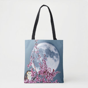 Bolsa Tote Coruja na árvore de ameixa