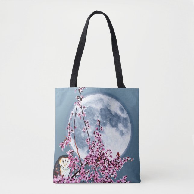 Bolsa Tote Coruja na Árvore de Ameixa (Frente)