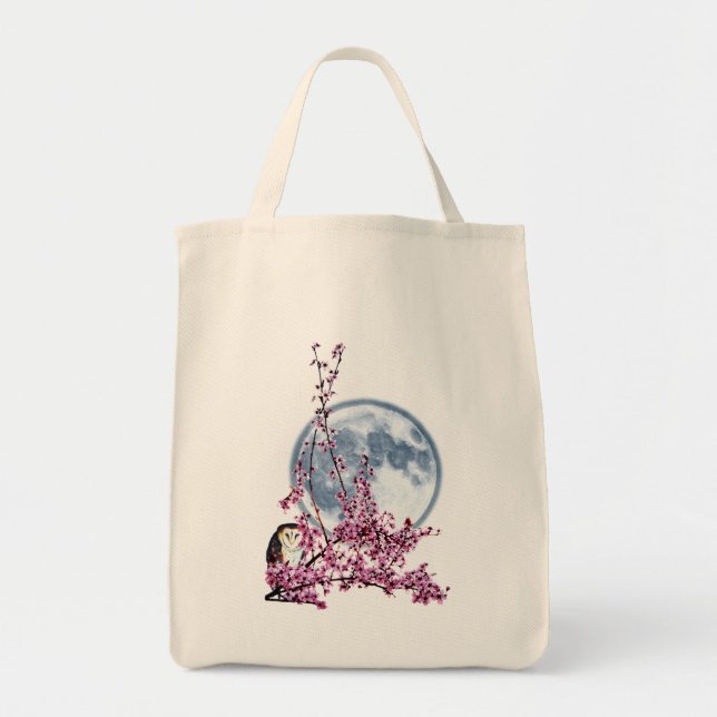 Bolsa Tote Coruja na Árvore de Ameixa (Frente)