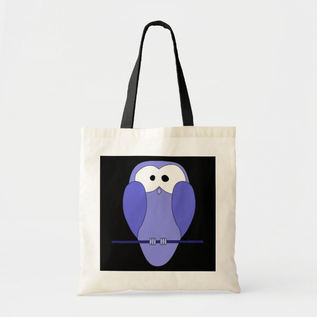 Bolsa Tote Coruja na noite. Azul, preto (Frente)