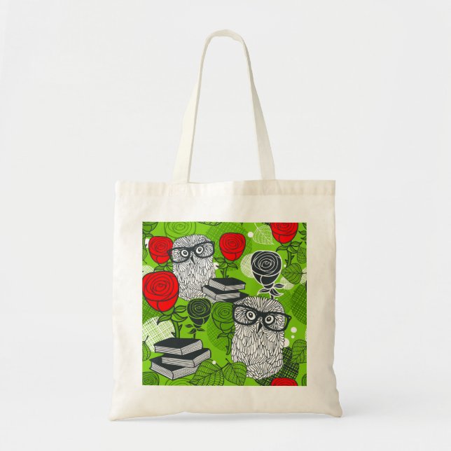 Bolsa Tote Coruja nas rosas vermelhas (Frente)