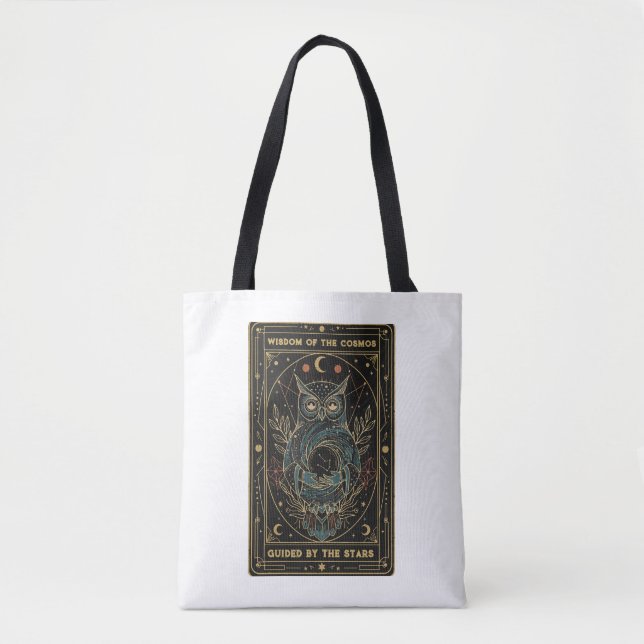 Bolsa Tote Coruja Oráculo Cósmica • Celestial Mística (Frente)
