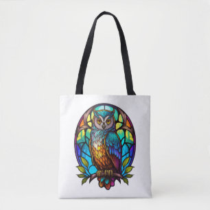 Bolsa Tote Coruja Pássaro Retrato Animal Vidro Escondido