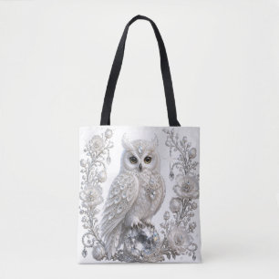Bolsa Tote Coruja Pérola Cristal Branco