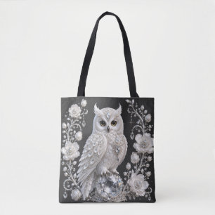 Bolsa Tote Coruja Pérola Cristal Branco