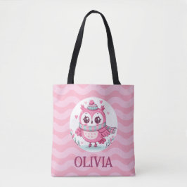 Bolsa Tote Coruja Rosa Bonita com Scarf
