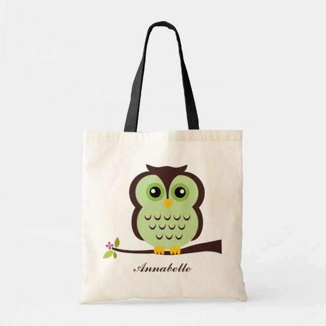 Bolsa Tote Coruja verde (Frente)