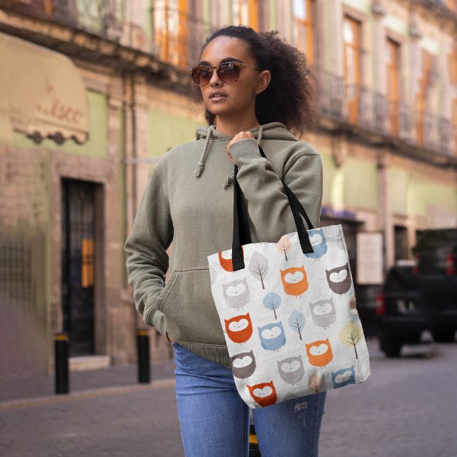 Bolsa Tote Corujas e folhas (Criador carregado)