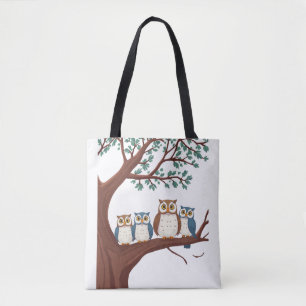 Bolsa Tote Corujas Sábias em um Galho Florestal