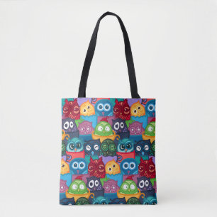 Bolsa Tote Corujas Whimsical Peekaboo Coloridas