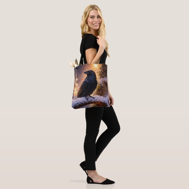 Bolsa Tote Corvo Místico e Vela de Neve da Bruxa (No(a) Modelo)