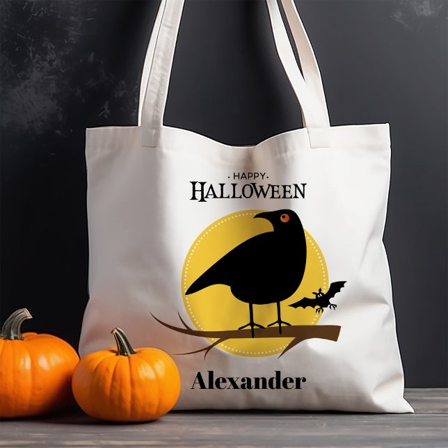 Bolsa Tote Corvo Preto Assustador de Halloween (Criador carregado)