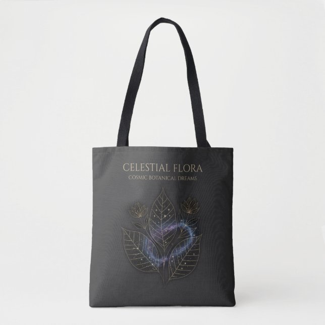 Bolsa Tote Cosmic Botanical Shadows & Starry Plant Outlines (Frente)