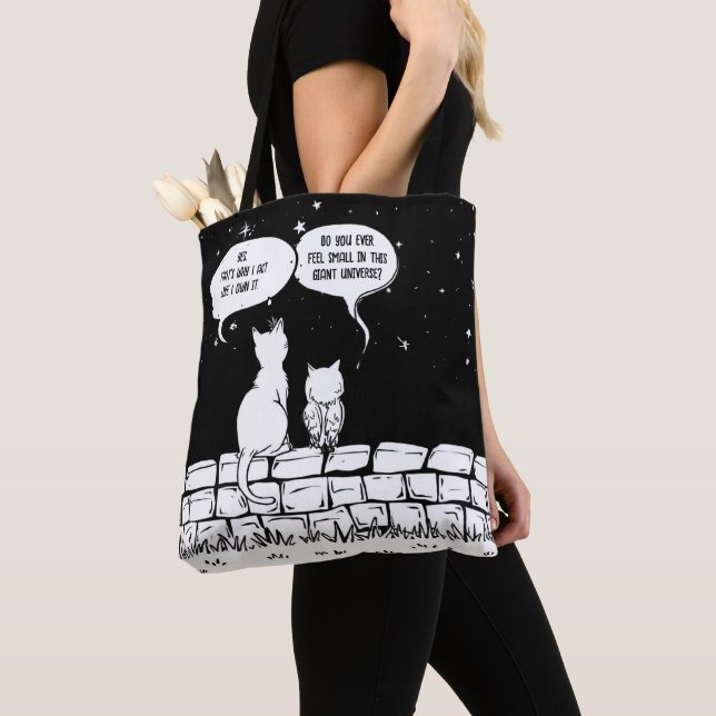 Bolsa Tote Cosmic Cat Perspective Funny Cat Art (Close Up)