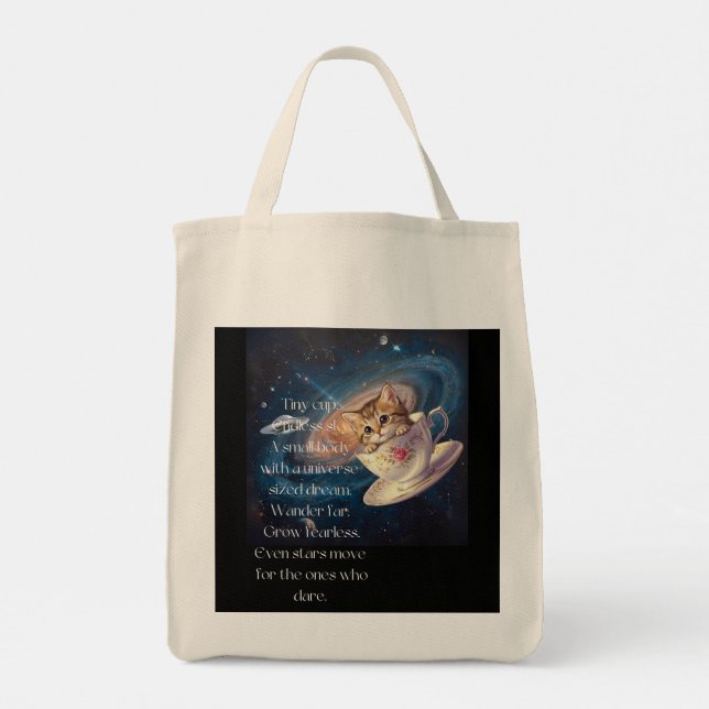 Bolsa Tote Cosmic Cat Tote Bag – Cute Space Kitten  (Verso)