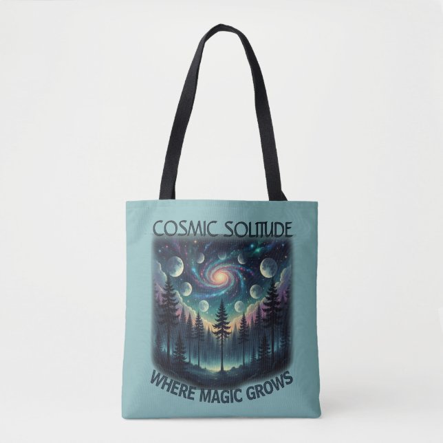 Bolsa Tote Cosmic Solitude Galaxy Forest • Moon Phases (Frente)