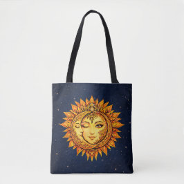 Bolsa Tote Cosmic Sun Moon Boho Goddess Celestial Mandala Art