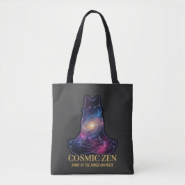 Bolsa Tote Cosmic Zen Wolf | Meditating Galaxy Spirit Animal 