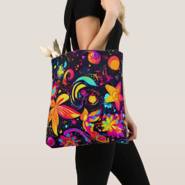 Bolsa Tote Cosmos Florais Psicodélicos