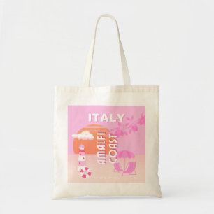 Bolsa Tote Costa Amalfi, Viagem Art, Pré-ppy Viagem, rosa