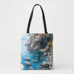 Bolsa Tote Costa Amalfitana Sonhadora: Desenho de Pintura aqu
