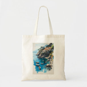 Bolsa Tote Costa Amalfitana Sonhadora: Design de Pintura em A