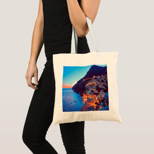 Bolsa Tote costa ldp POSITANO Amalfi - pôr do sol tirado pelo (Frente (produto))