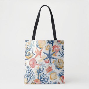 Bolsa Tote Costeira russa - Conchas, Starfish, Recife (10)