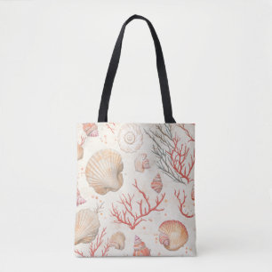 Bolsa Tote Costeira russa - Conchas, Starfish, Recife (16)