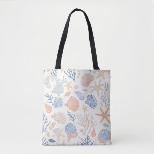 Bolsa Tote Costeira russa - Conchas, Starfish, Recife (34)