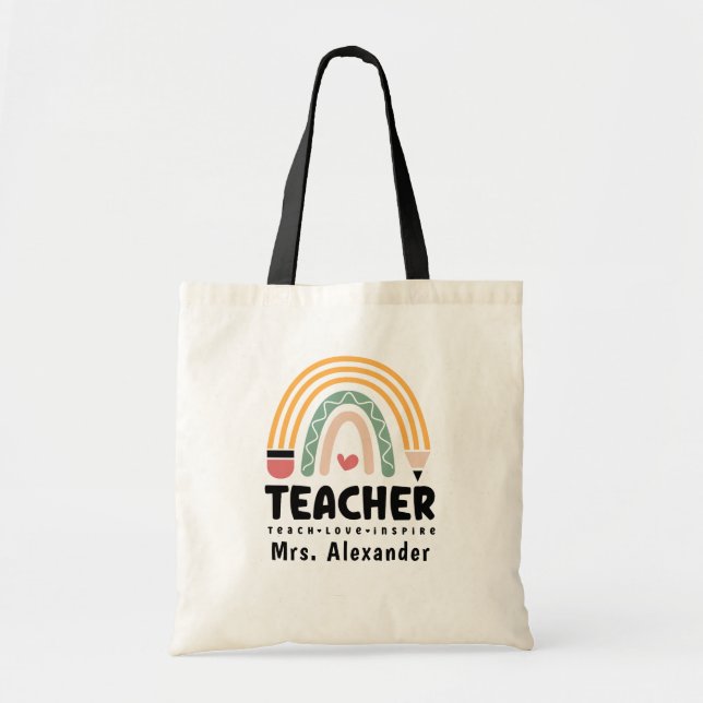 Bolsa Tote Costume do Rainbow Retro Teacher Life (Frente)