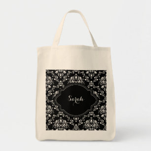 Bolsa Tote Costume preto e branco do damasco