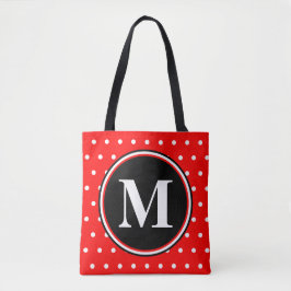 Bolsa Tote Cota Bolinhas Vermelho Monograma