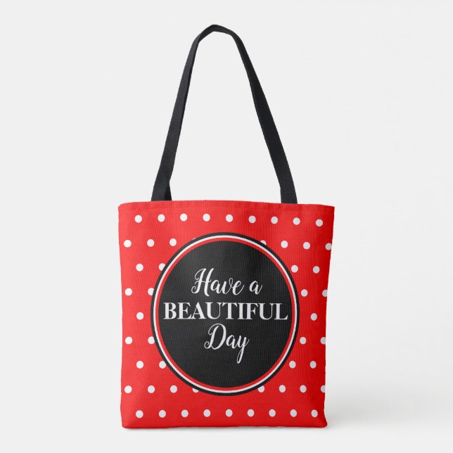 Bolsa Tote Cota Bolinhas Vermelho Monograma (Verso)
