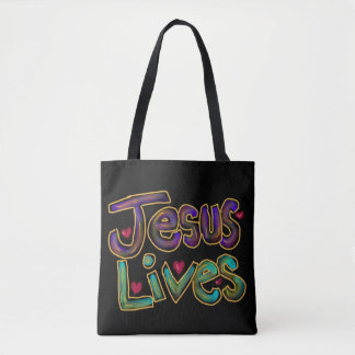 Bolsa Tote Cota cristã ‘Jesus Vive’ Nome Personalizado