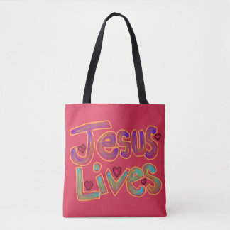 Bolsa Tote Cota cristã ‘Jesus Vive’ Nome Personalizado