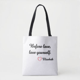 Bolsa Tote Cota de Autoamor Personalizada "Antes do Amor" Min