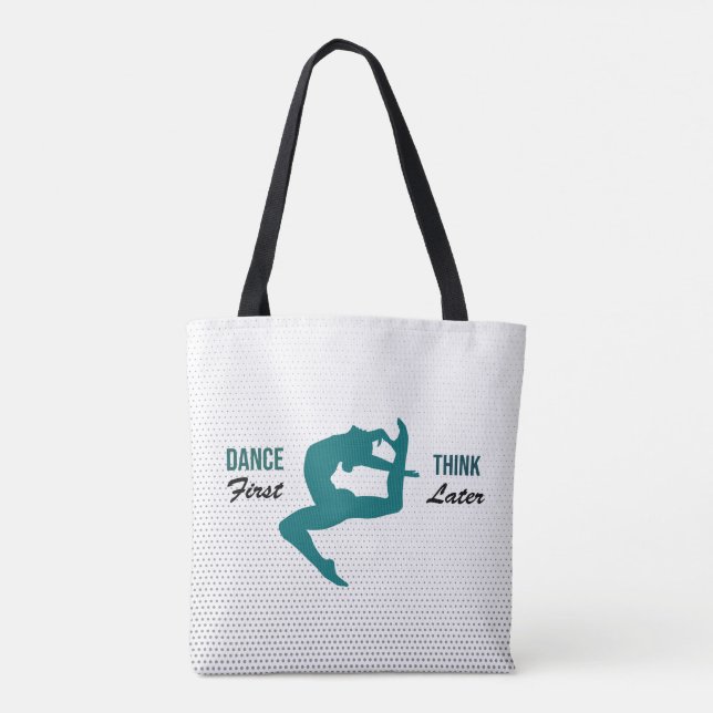 Bolsa Tote Cota de dança Branca Moderna, Preta e Teal (Verso)