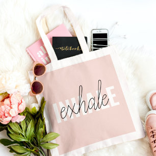 Bolsa Tote Cota de Exalar Rosa Moderno do Pastel