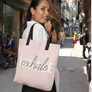 Bolsa Tote Cota de Exalar Rosa Moderno do Pastel