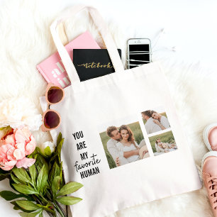 Bolsa Tote Cota de Foto do Casal de Colagem Moderna e Amor Ro