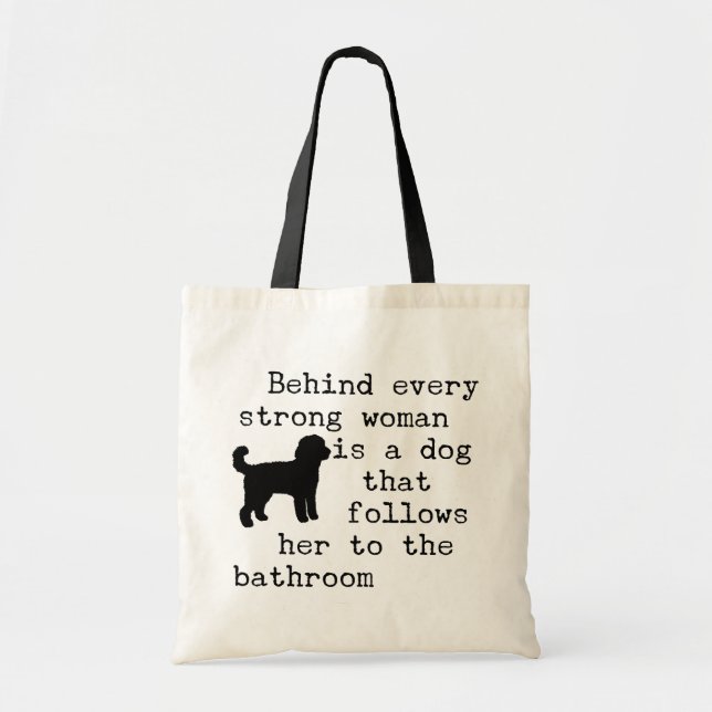 Bolsa Tote Cota de Humor do Cão - Labradoodle (Frente)