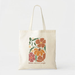 Bolsa Tote Cota de Inspiração Floral de Boho Retroativo