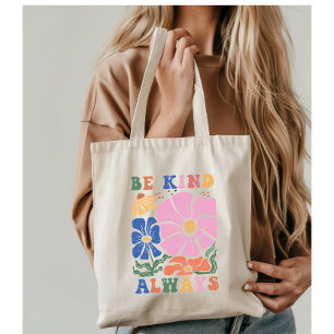Bolsa Tote Cota de Motivação Floral de Boho Retroativo - Seja