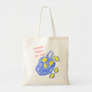 Bolsa Tote Cota de Verão com Lemon desenhada